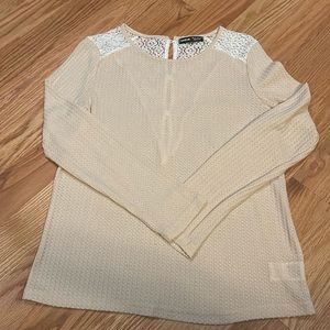 SHEIN - Waffle Long Sleeve T with Lace Details - Size XS - NWOT